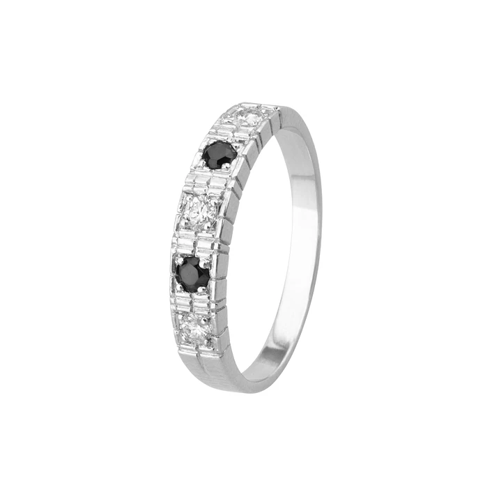 Anillo Oro 18kt /Platino Quintillo de Circonitas con Contraste 4