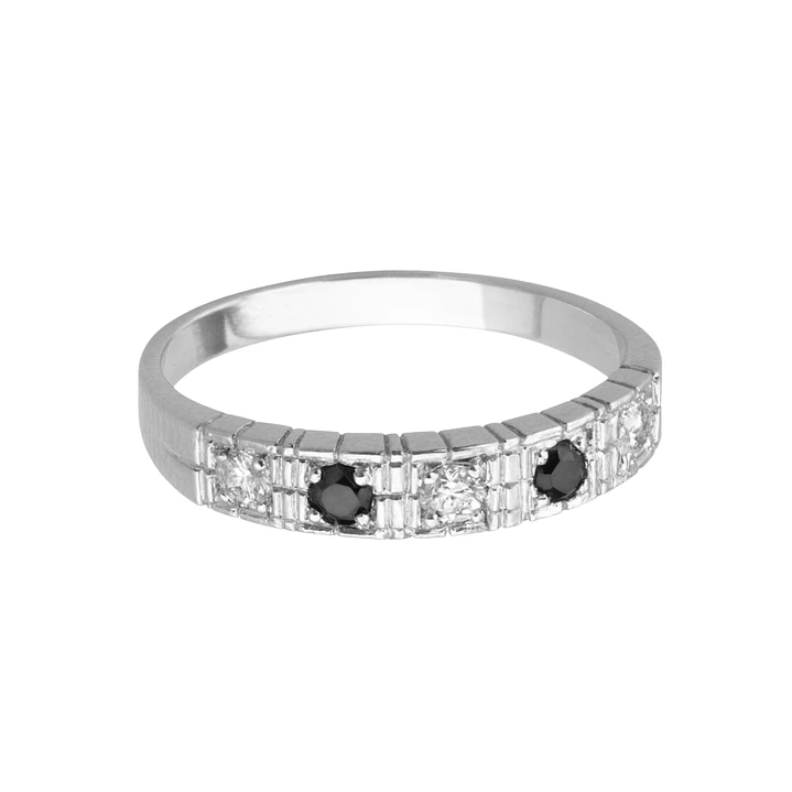 Anillo Oro 18kt /Platino Quintillo de Circonitas con Contraste 6