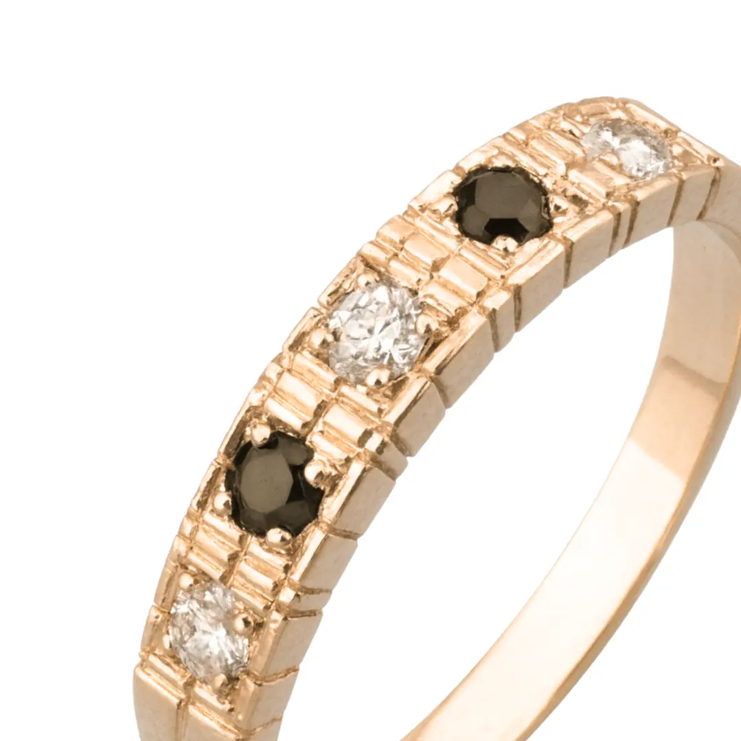 Anillo Oro 18kt /Platino Quintillo de Circonitas con Contraste 8