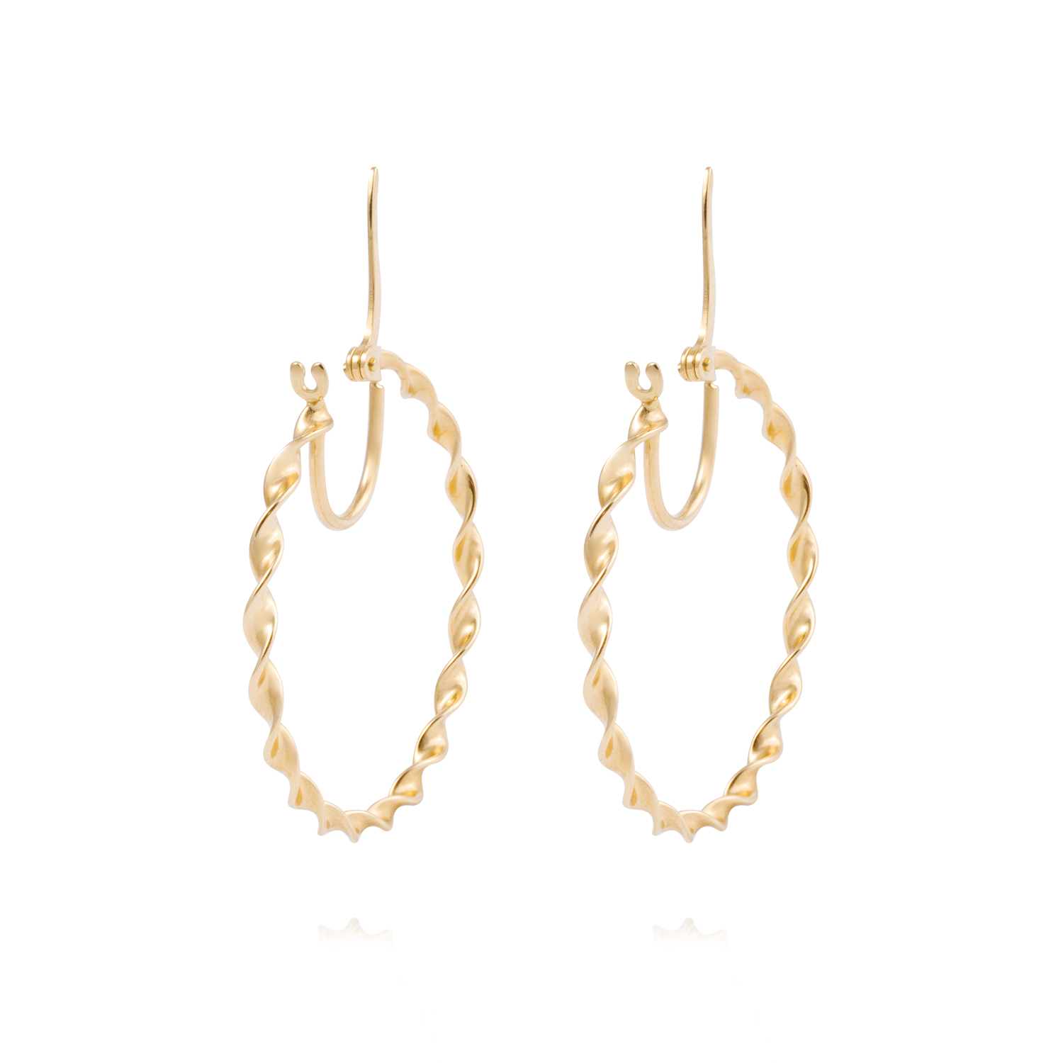 Aros de Oro 18kt Argollitas Torcidas 3