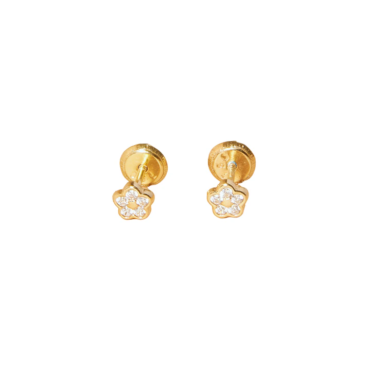 Aros de Oro 18kt Flor Circonitas 1