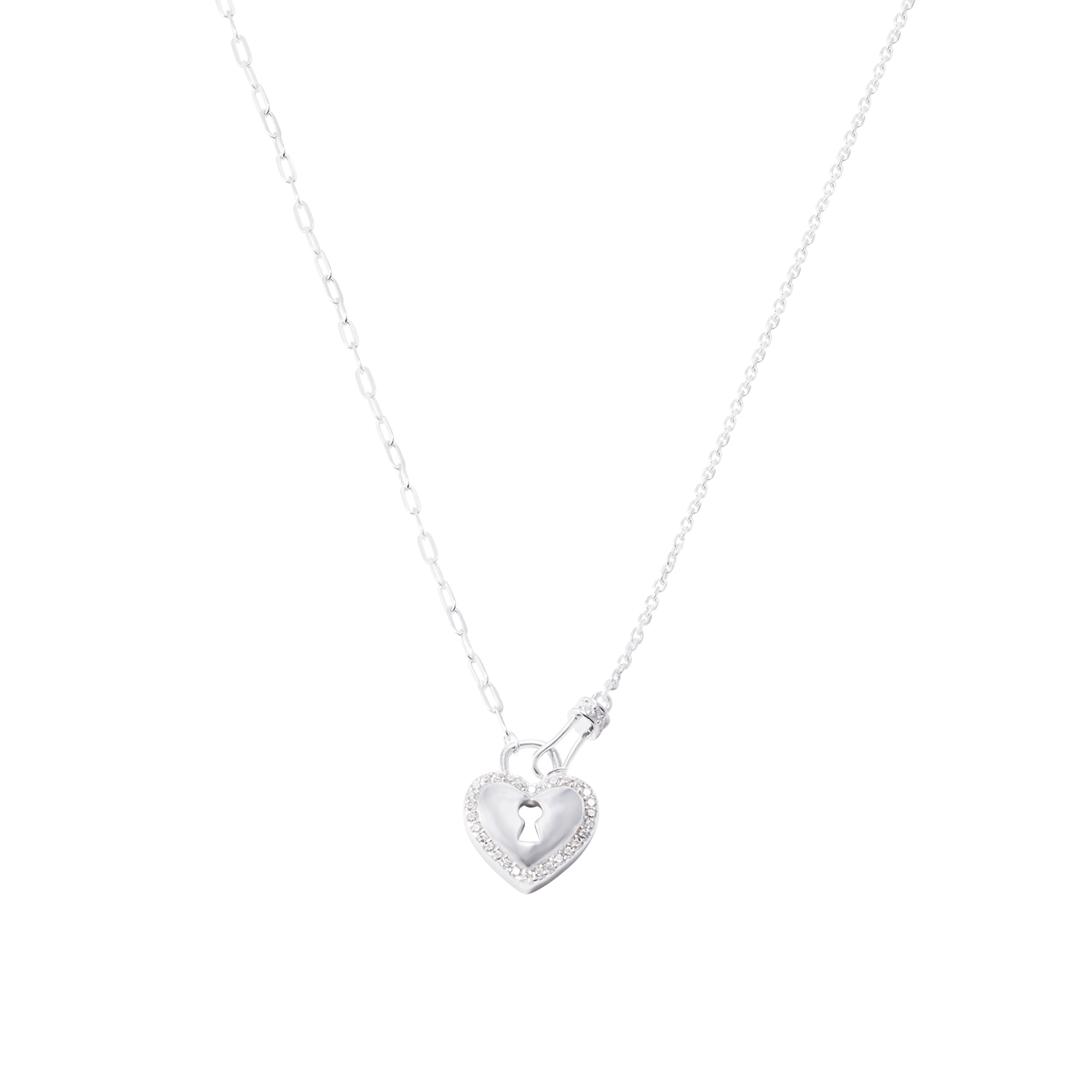 Collar de Plata Esterlina 925 Corazón Estilo Candado Circón 2