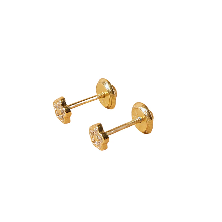 Aros de Oro 18kt Flor Circonitas 2