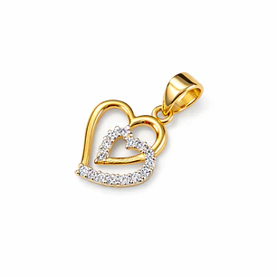 Colgante Oro Amarillo 18kt Doble Corazón Circonita