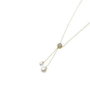 Collar Oro Amarillo 18kt Circonita- Perlas Colgantes