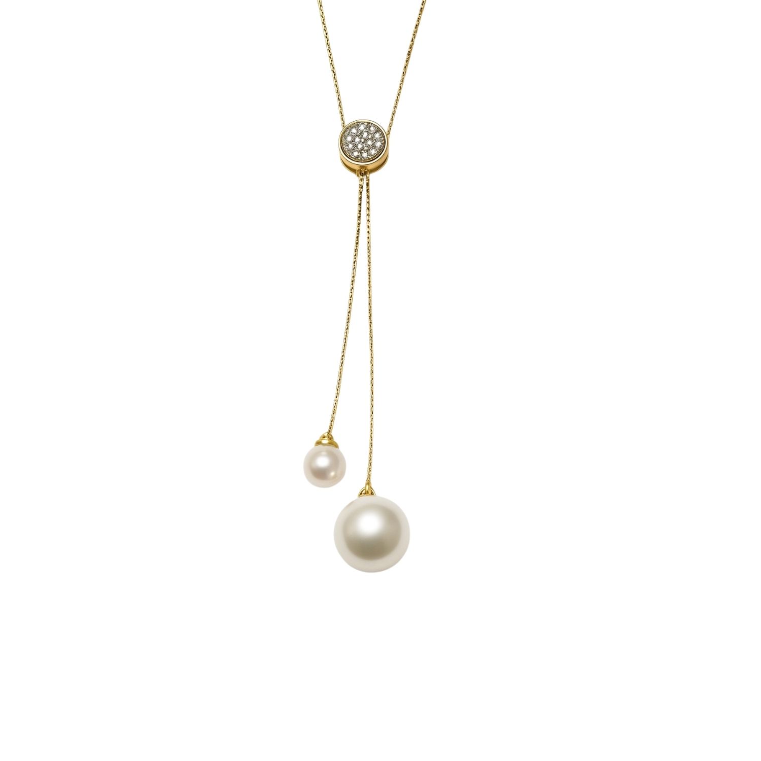 Collar Oro Amarillo 18kt Circonita- Perlas Colgantes 3