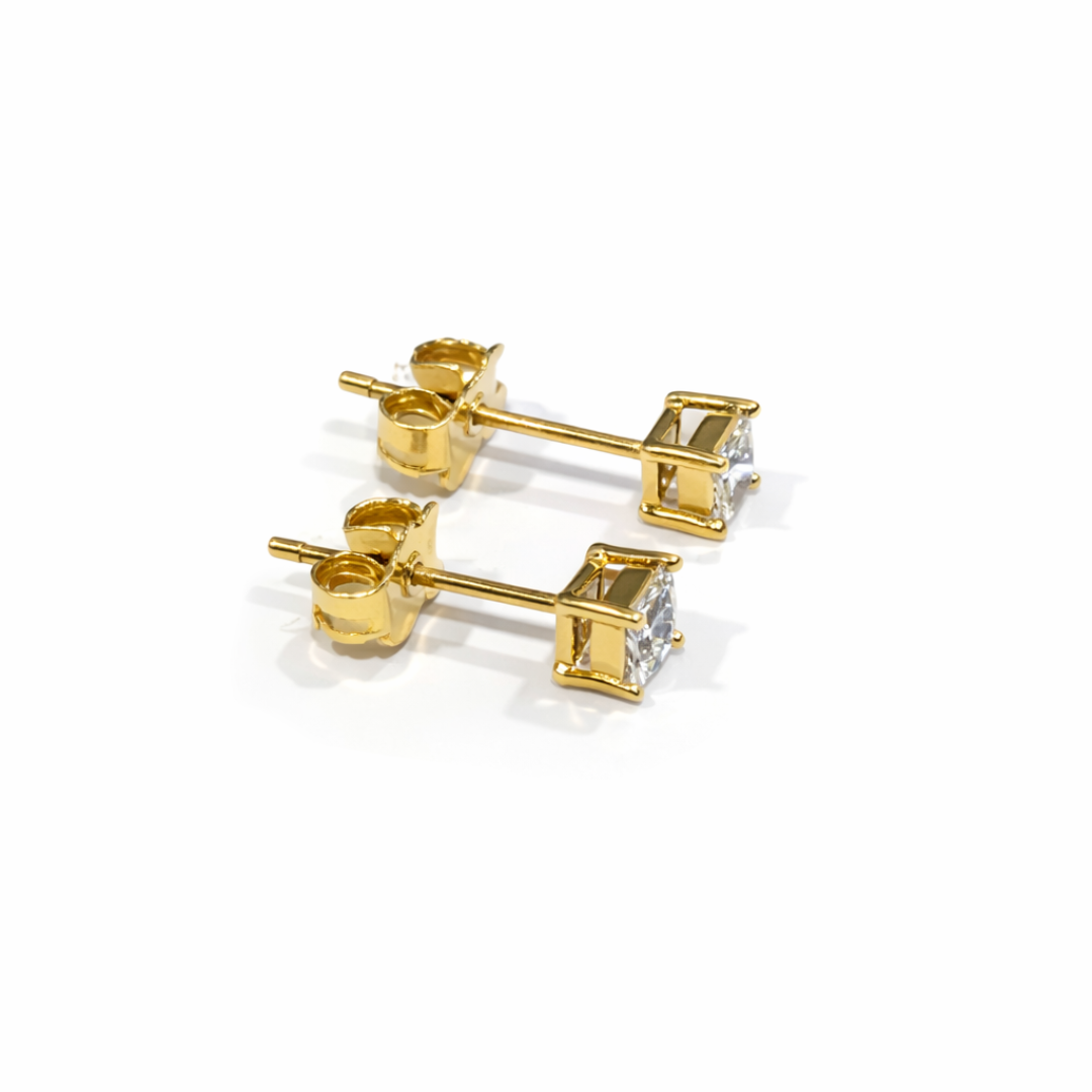 Aros Oro Amarillo 18kt Circonita Prince 3x3MM 2