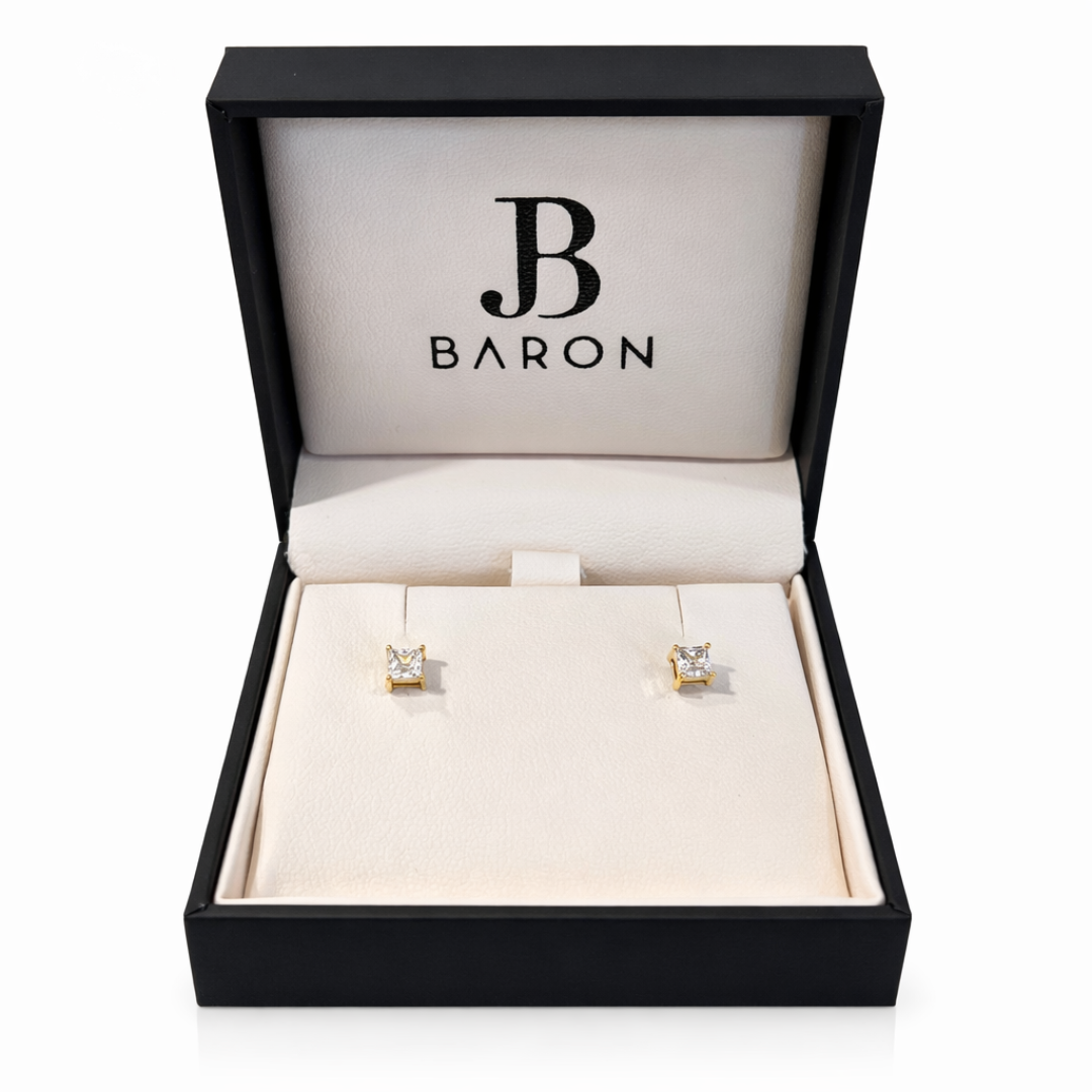 Aros Oro Amarillo 18kt Circonita Prince 3x3MM 3