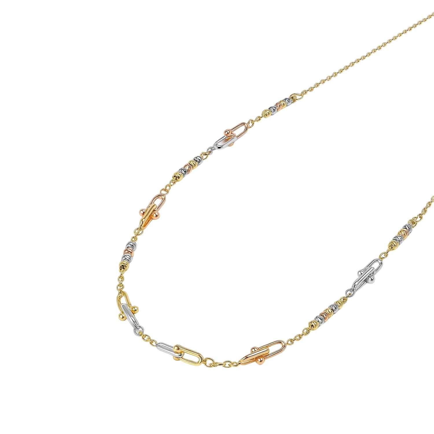 Collar Oro Amarillo 18kt Candados Tricolor 1