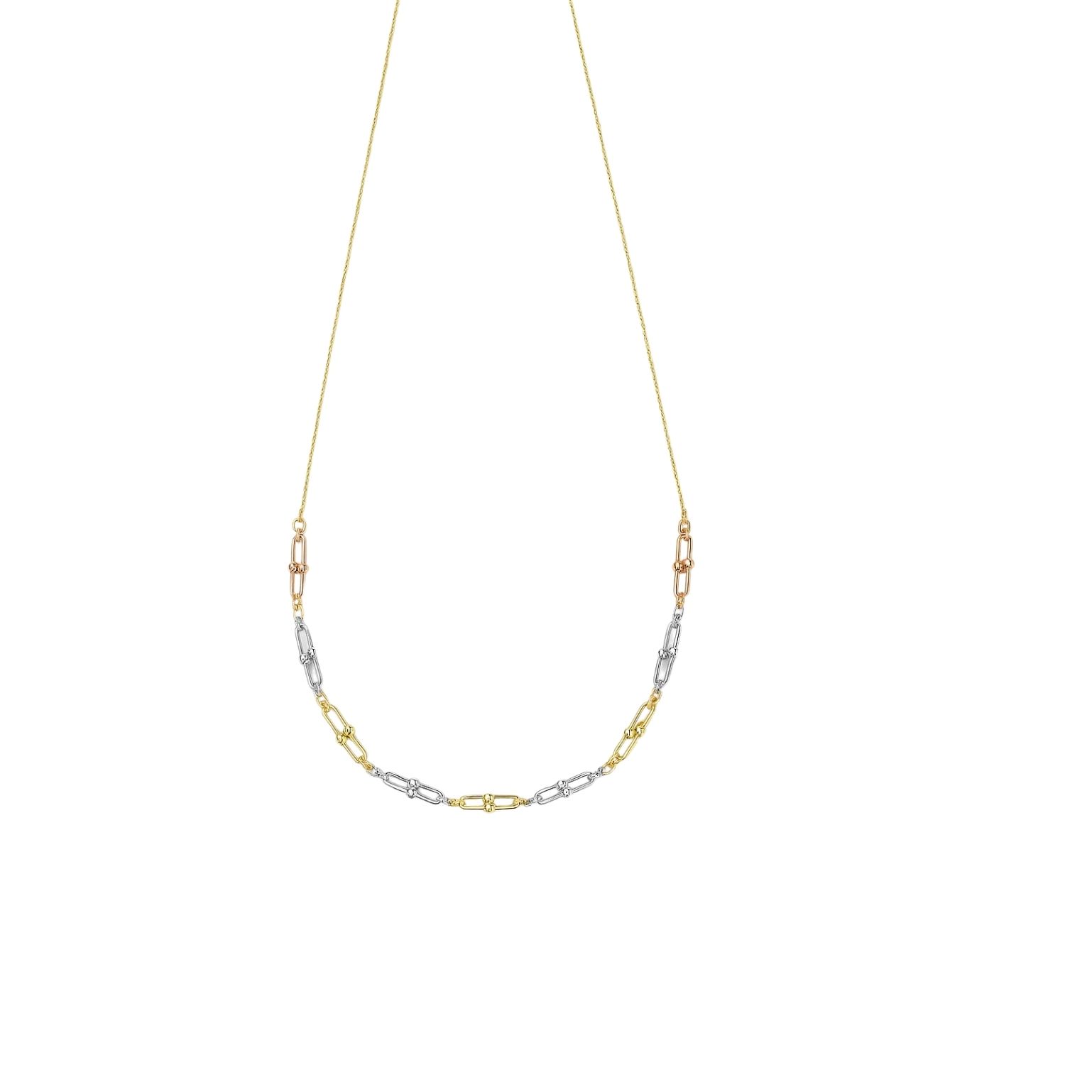 Collar Oro Amarillo 18kt Candados Tricolor 2