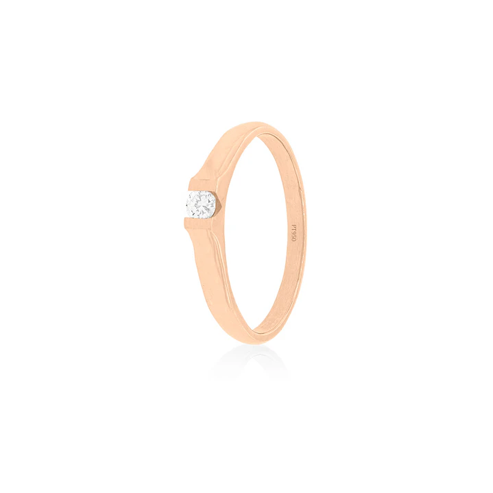 Anillo Compromiso Oro Rosado 18kt  Nantes 1x12ptos Diamante 1