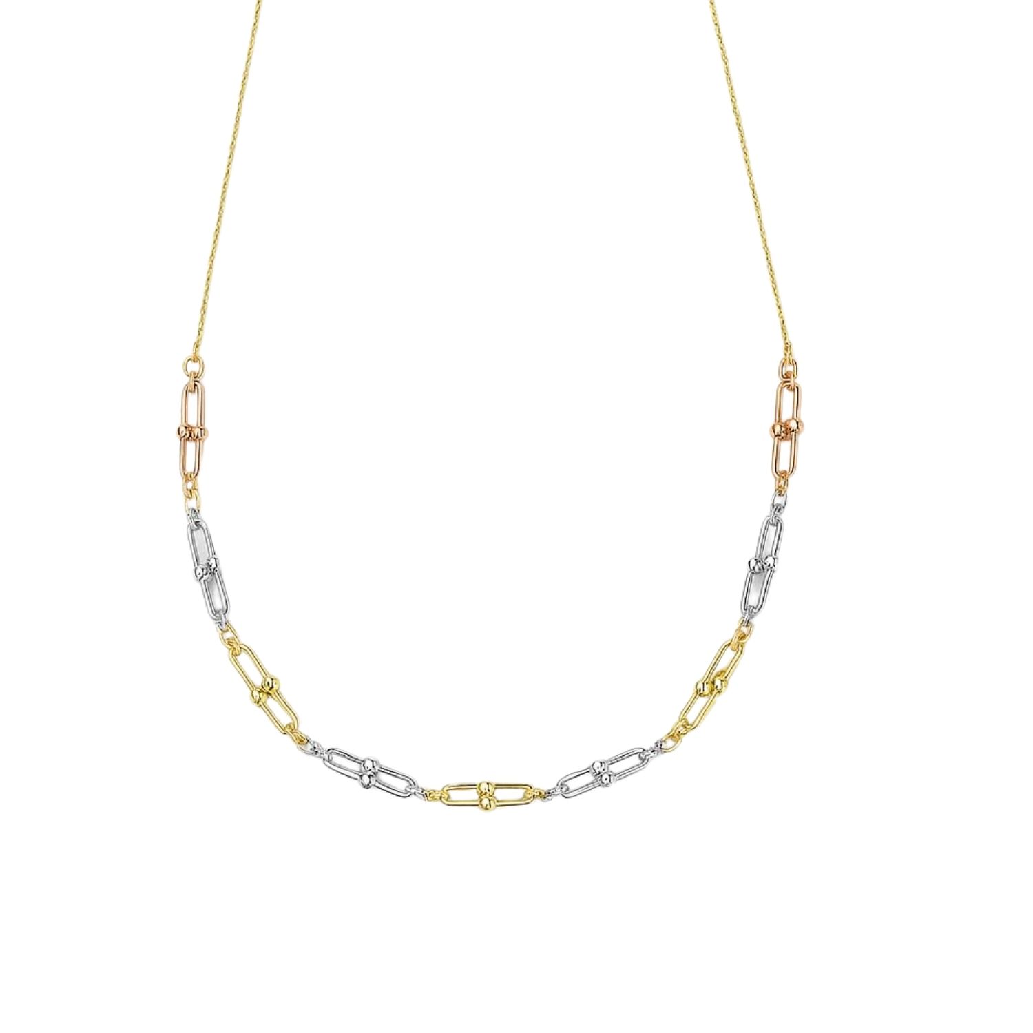 Collar Oro Amarillo 18kt Candados Tricolor 3