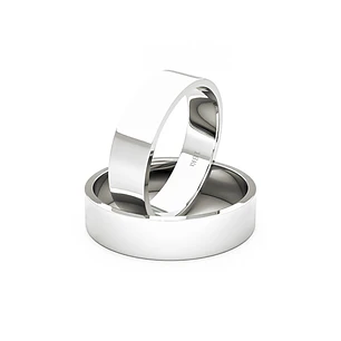 Par Argollas Matrimonio de Oro Blanco 18kt Queen 5,0mm