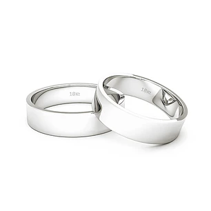Par Argollas Matrimonio de Oro Blanco 18kt Queen 5,0mm