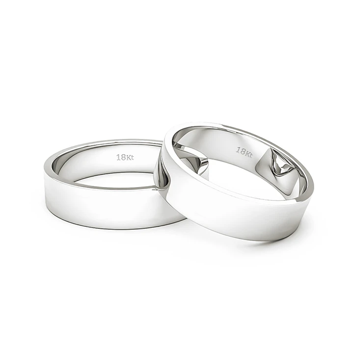 Par Argollas Matrimonio de Oro Blanco 18kt Queen 5,0mm 2