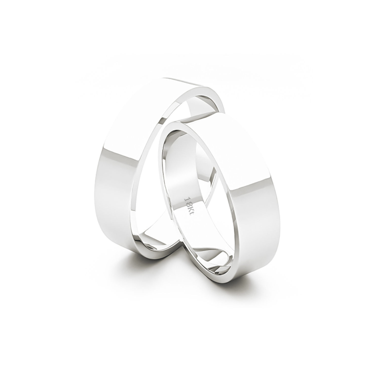 Par Argollas Matrimonio Oro Blanco 18kt Queen 5,0mm 3