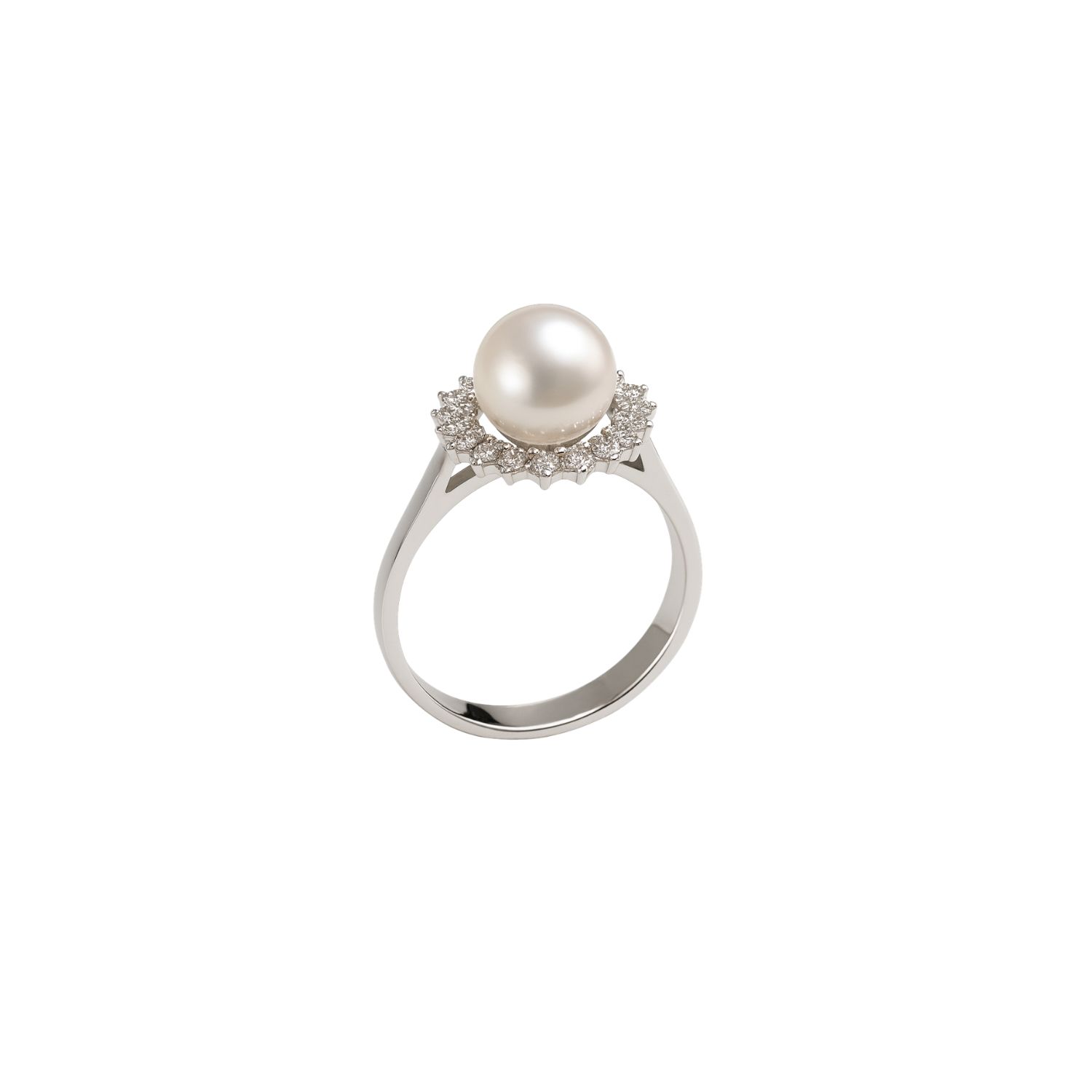 Anillo Oro Blanco 18kt Diamantes 20 Pts. Más Perla Cultivada 2