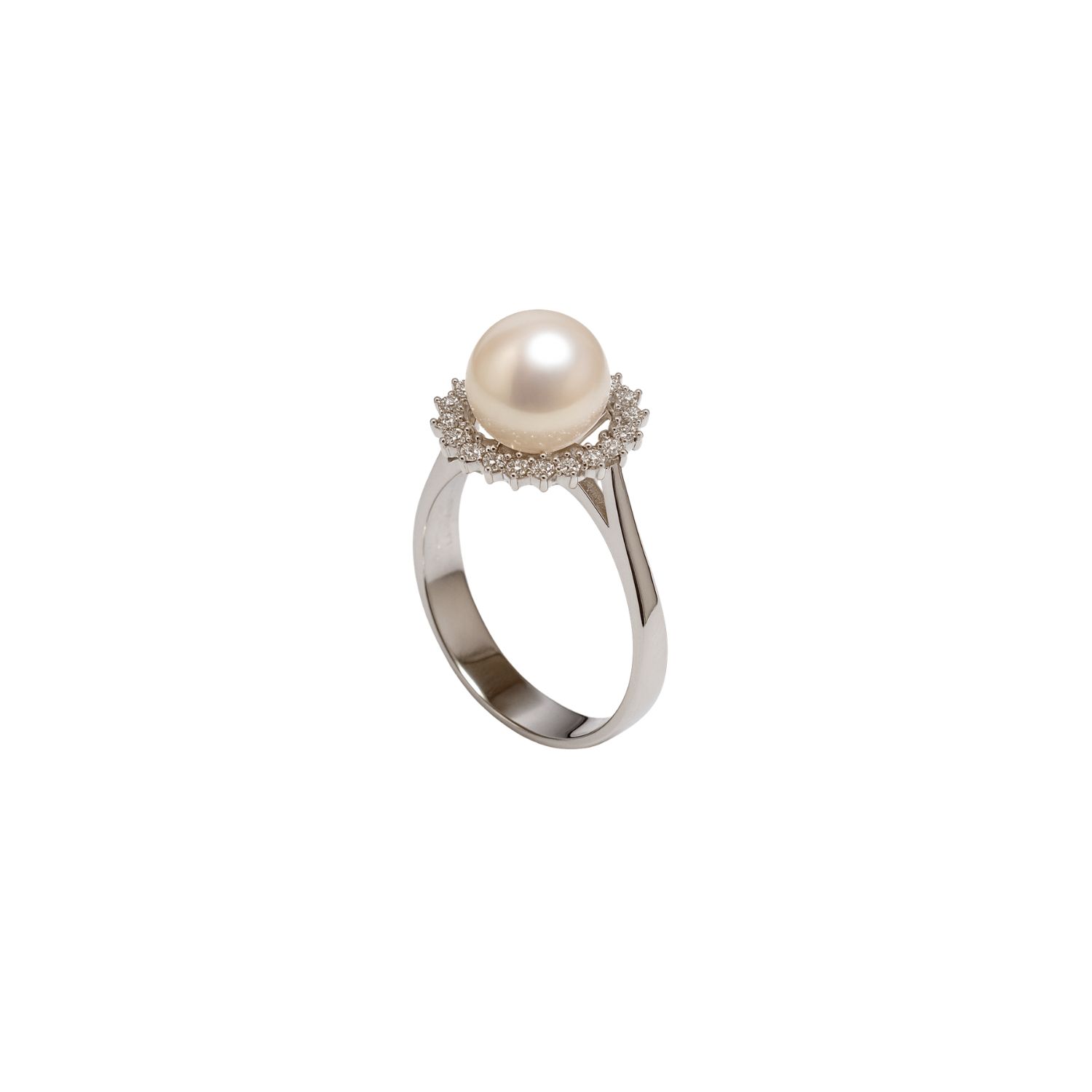 Anillo Oro Blanco 18kt Diamantes 20 Pts. Más Perla Cultivada 3