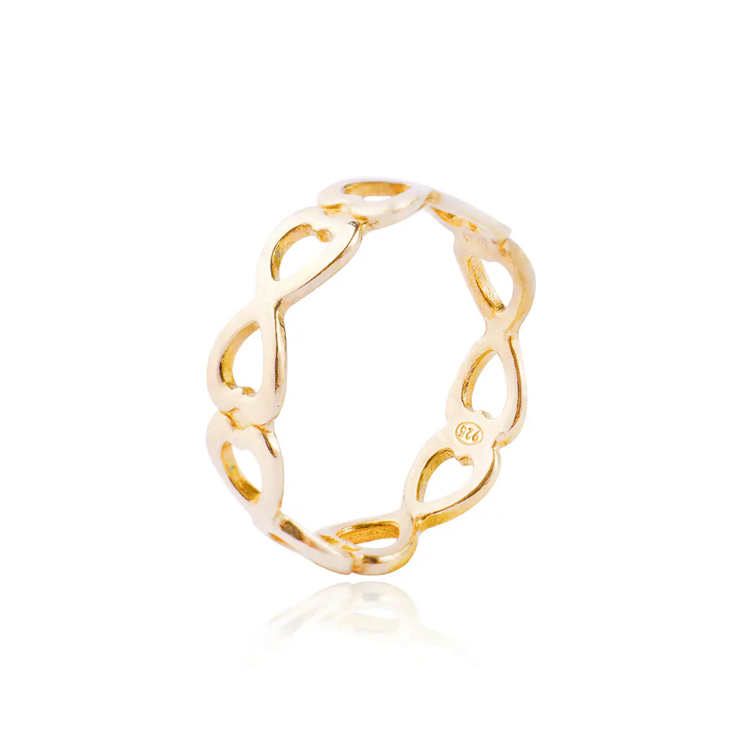 Anillo de Plata Esterlina 925 Antifaz Revestido en Oro 18kt 1