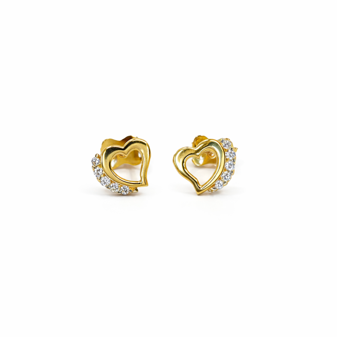 Aros Oro Amarillo 18kt Circonita Corazón 1