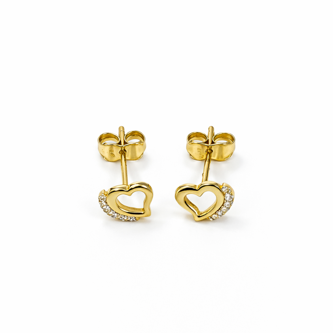 Aros Oro Amarillo 18kt Circonita Corazón 3