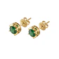 Aros Oro Miel 18kt Chaton Redondo de Esmeraldina 5mm - Miniatura 1