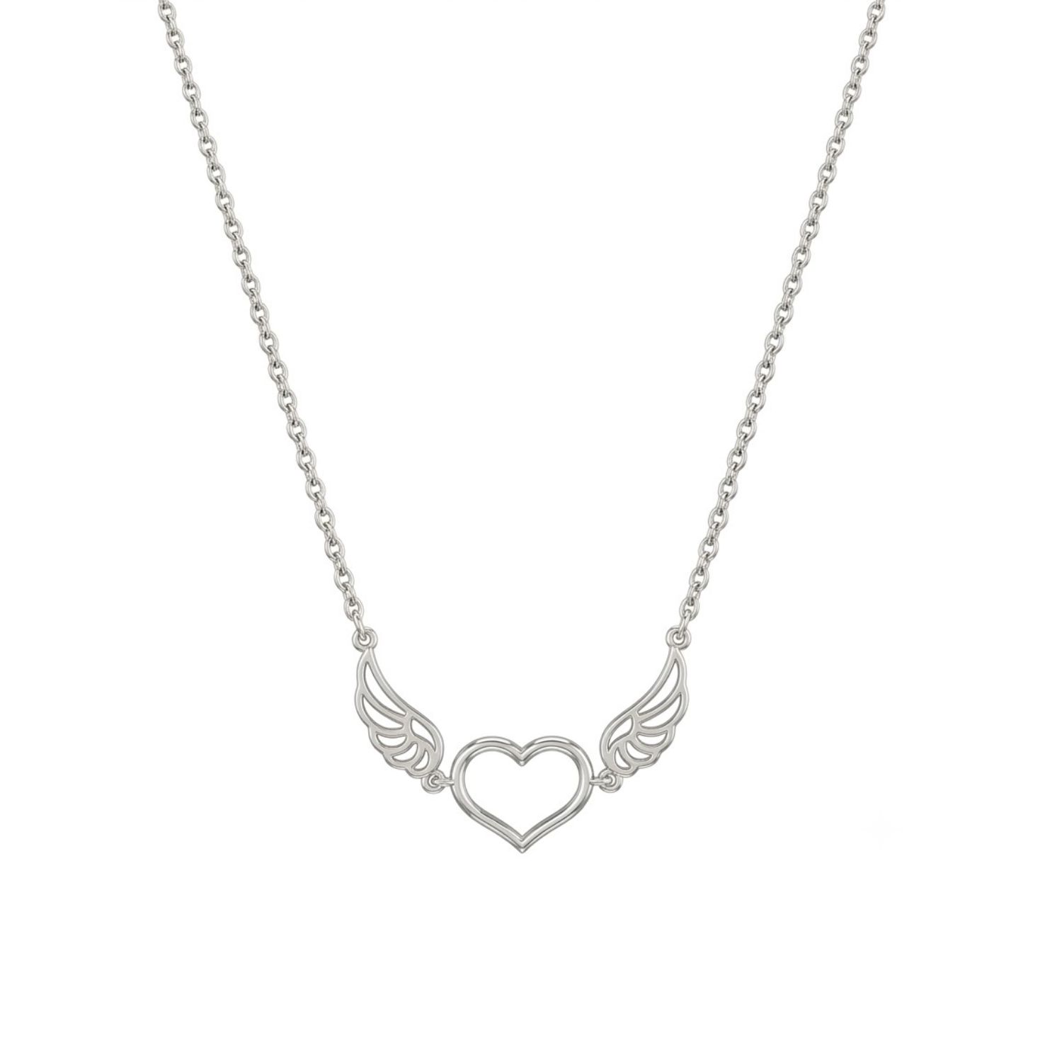 Collar Oro Blanco 18kt Corazon Alas 3
