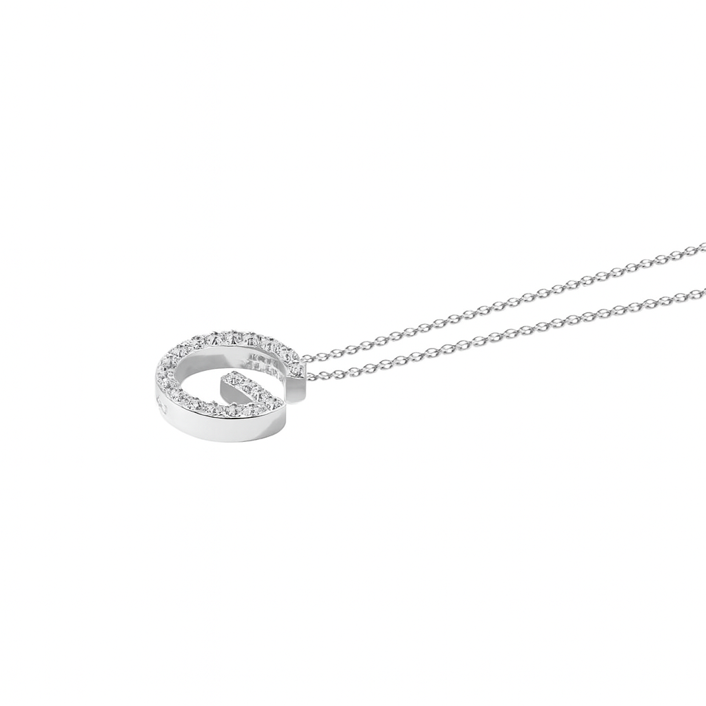 Collar Oro Blanco 18kt Diamantes Letra G 12Pts Corte Brillante 1