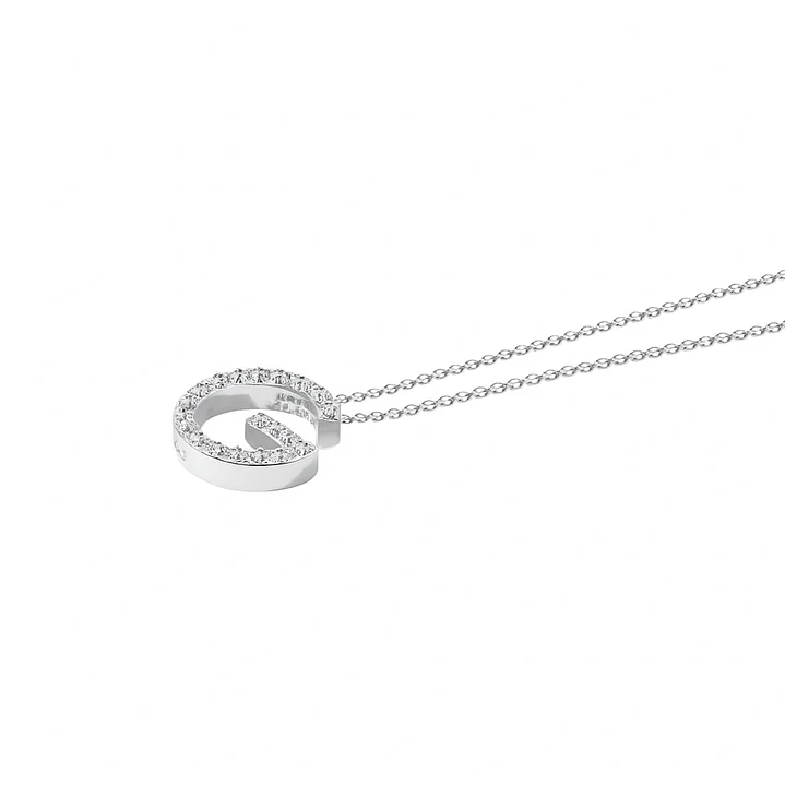 Collar Oro Blanco 18kt Diamantes Letra G 12Pts Corte Brillante 1