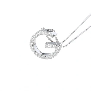 Collar Oro Blanco 18kt Diamantes Letra G 12Pts Corte Brillante