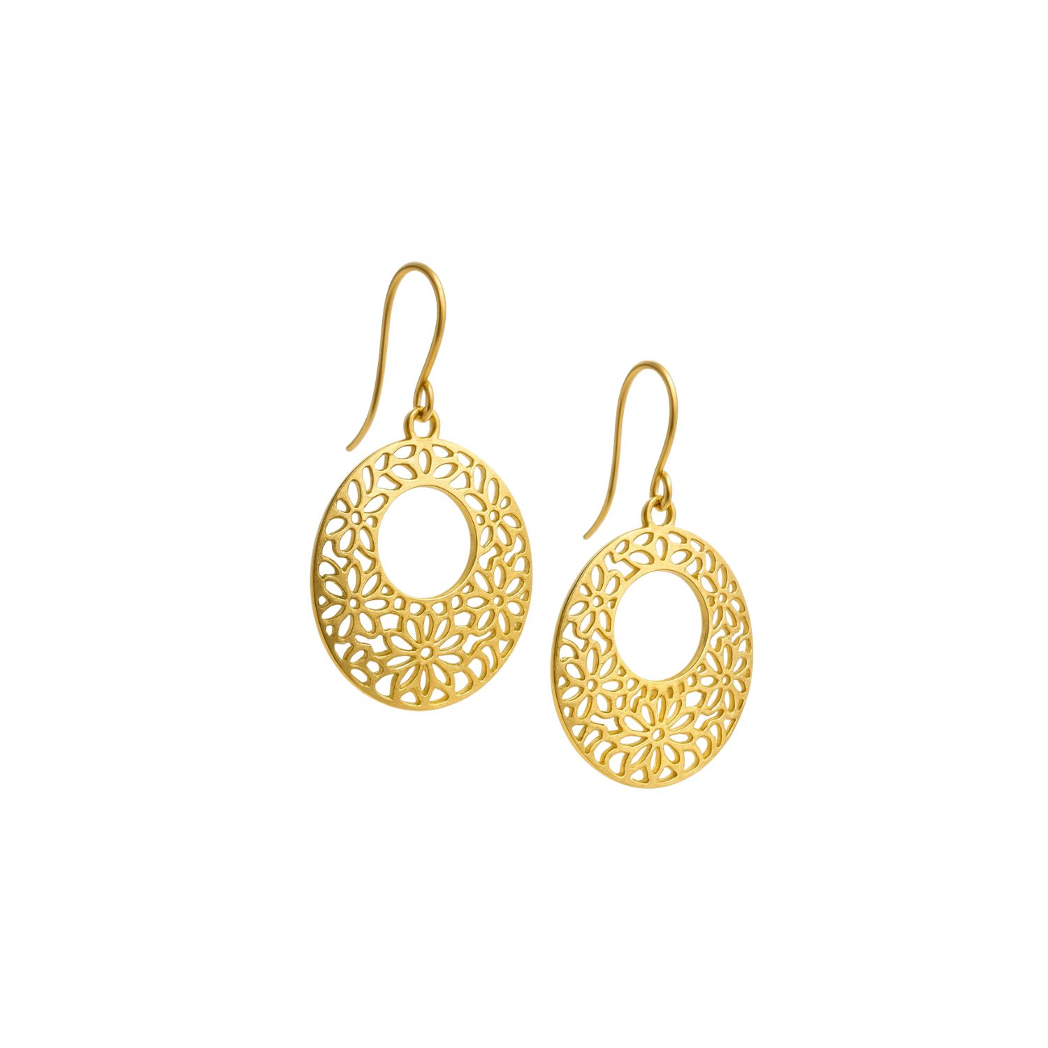 Aros Oro Amarillo 18kt Flor Calados 3