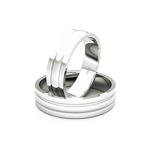 Par Argollas Matrimonio de Oro Blanco 18kt Prince 5,0mm