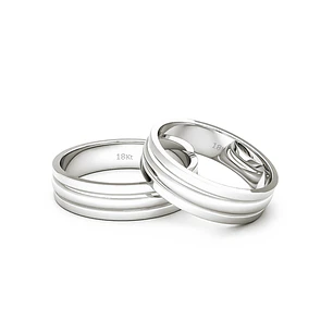 Par Argollas Matrimonio de Oro Blanco 18kt Prince 5,0mm