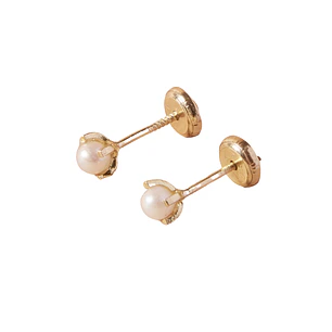 Aros de Oro 18kt Perla Cultivada 4 Grifas 4,0mm-4,5mm