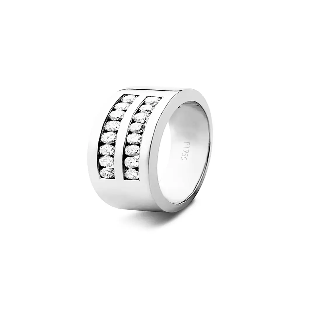 Anillo Platino 950 Modelo Perfección 16 Diamantes 3pts 1