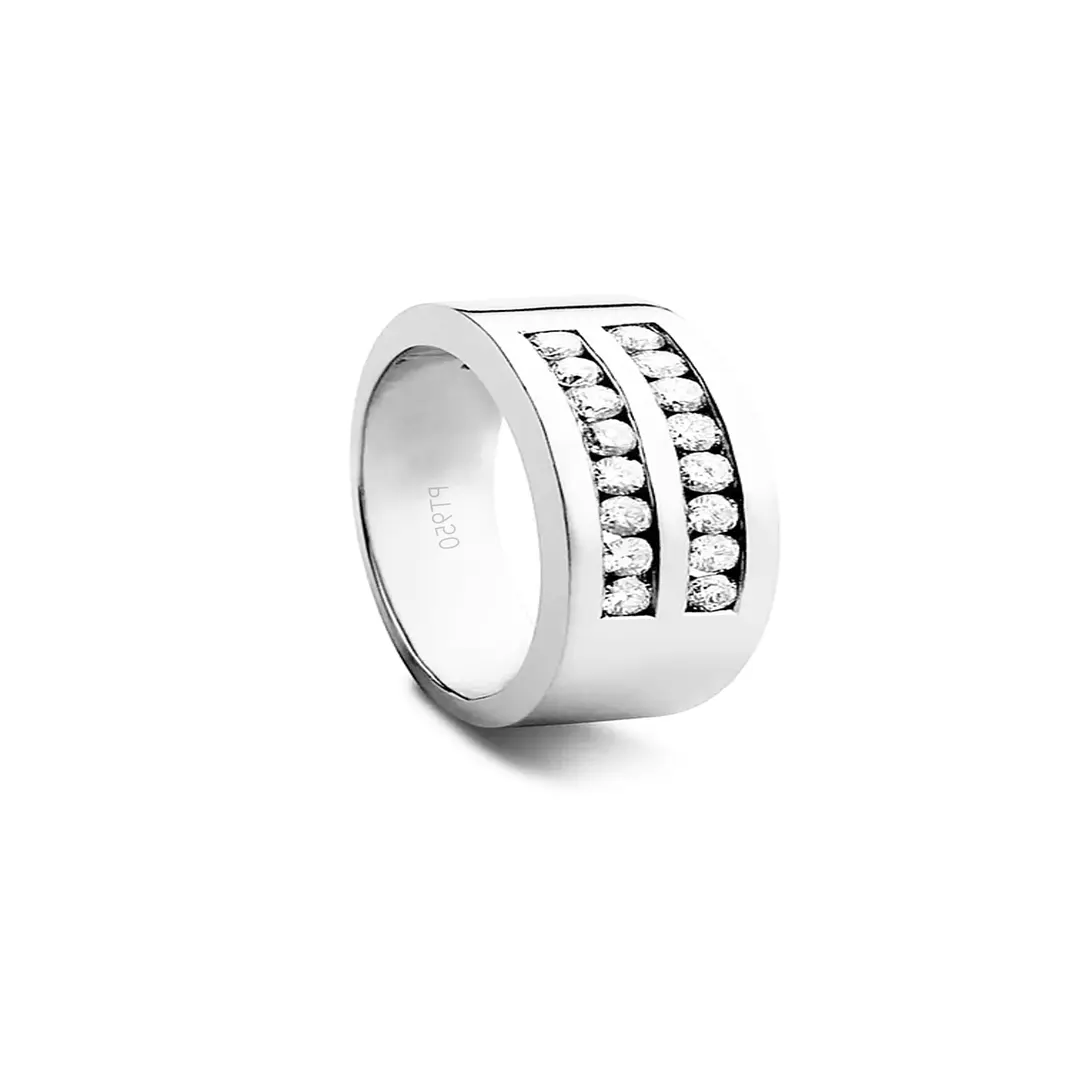 Anillo Platino 950 Modelo Perfección 16 Diamantes 3pts 2