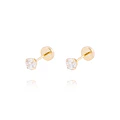 Aros de Oro de 18kt Circón solitario 4mm