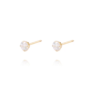 Aros de Oro de 18kt Circón solitario 4mm