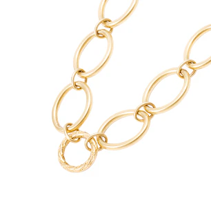 Collar Oro Amarillo 18kt Óvalos y Círculos con Diseño