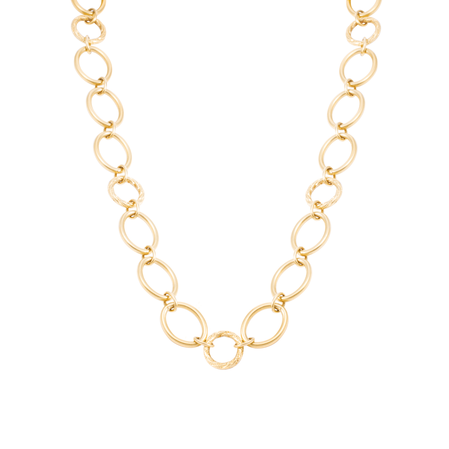 Collar Oro Amarillo 18kt Óvalos y Círculos con Diseño 3