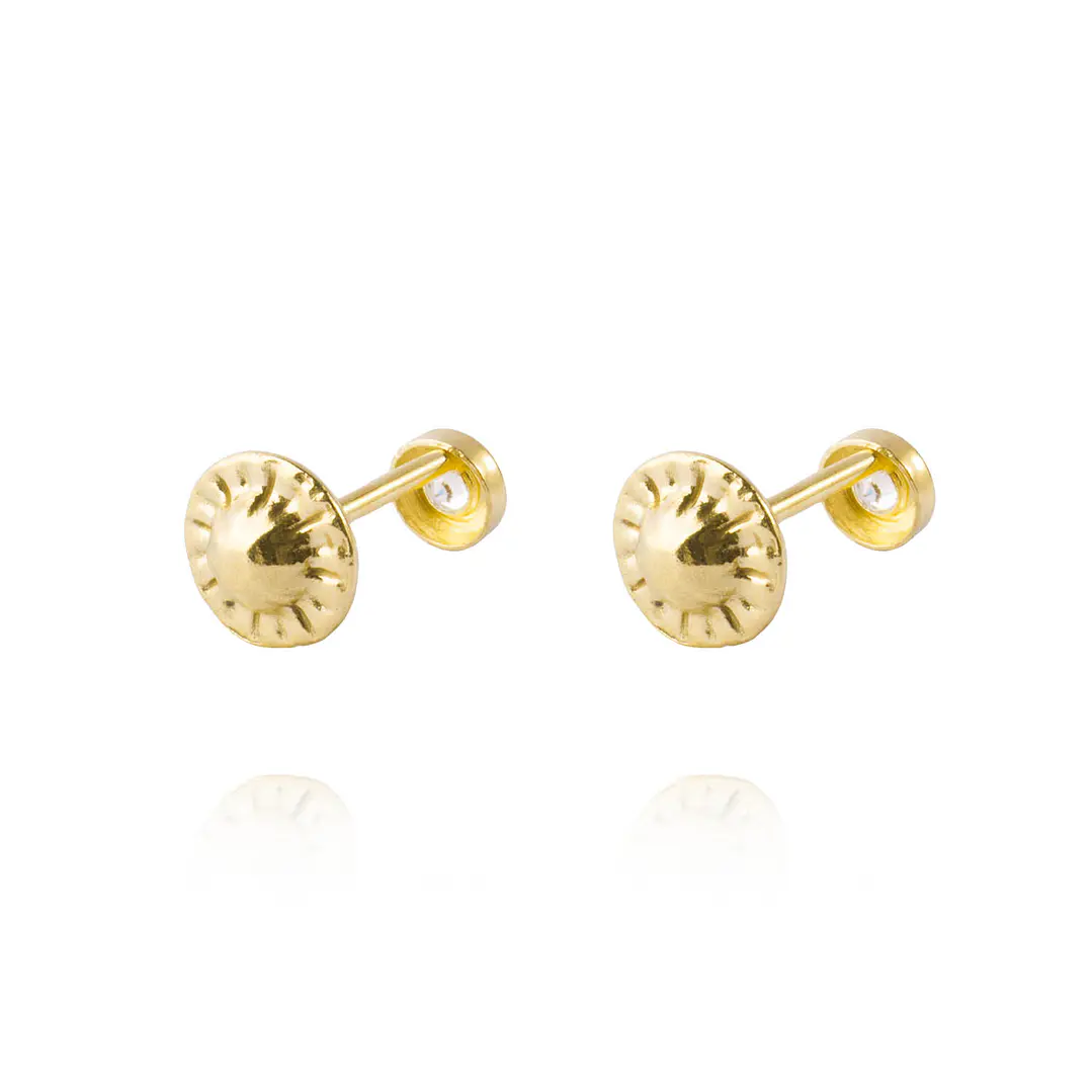 Aros de Oro 18kt Con Punto de Luz Circonita 3
