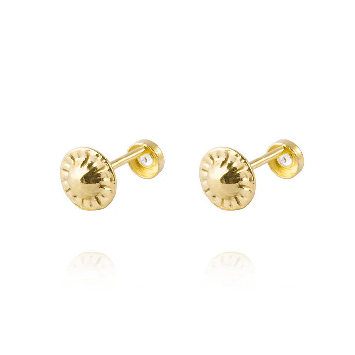 Aros de Oro 18kt Con Punto de Luz Circonita 3