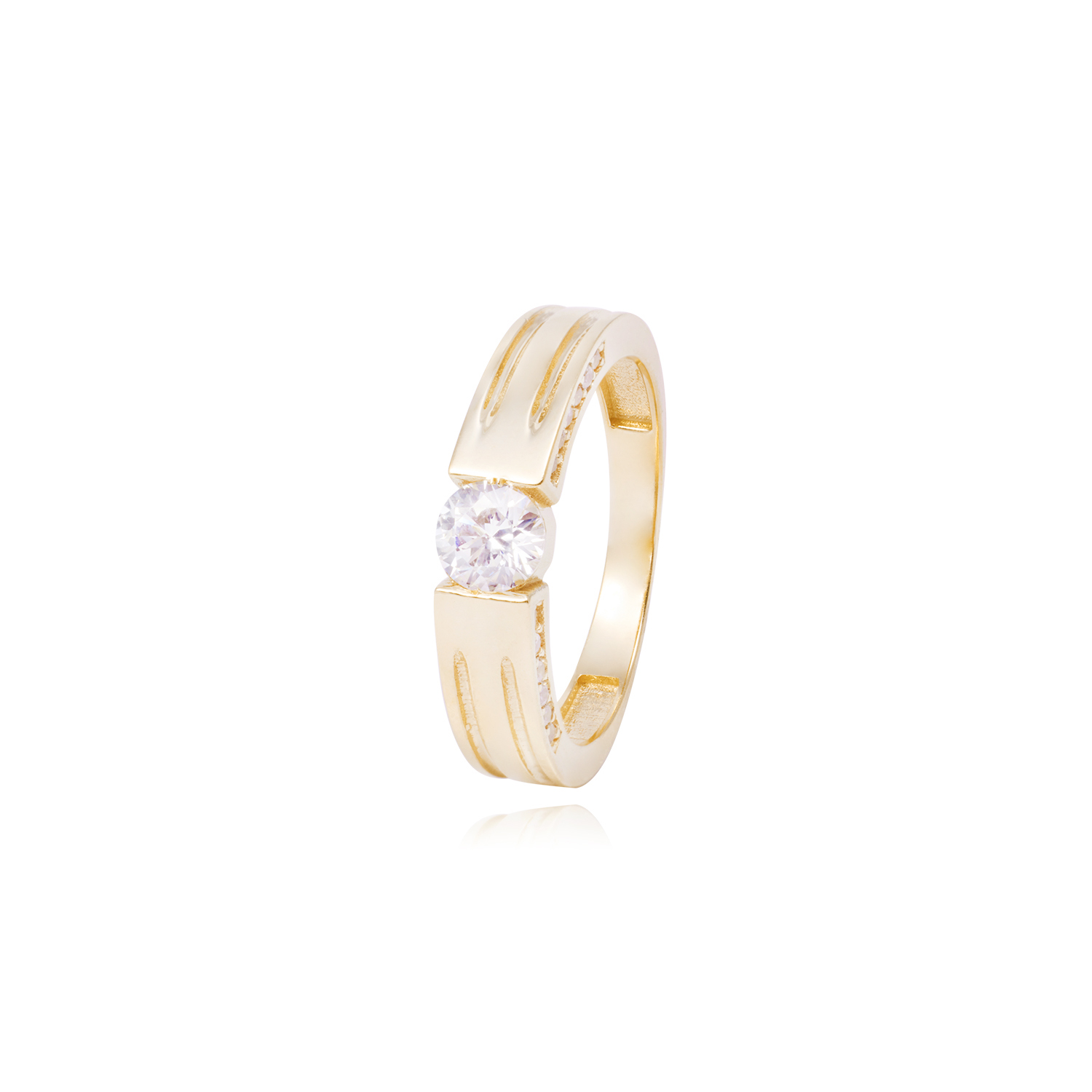 Anillo Compromiso de Oro de 18kt Solitario cuadrado 1