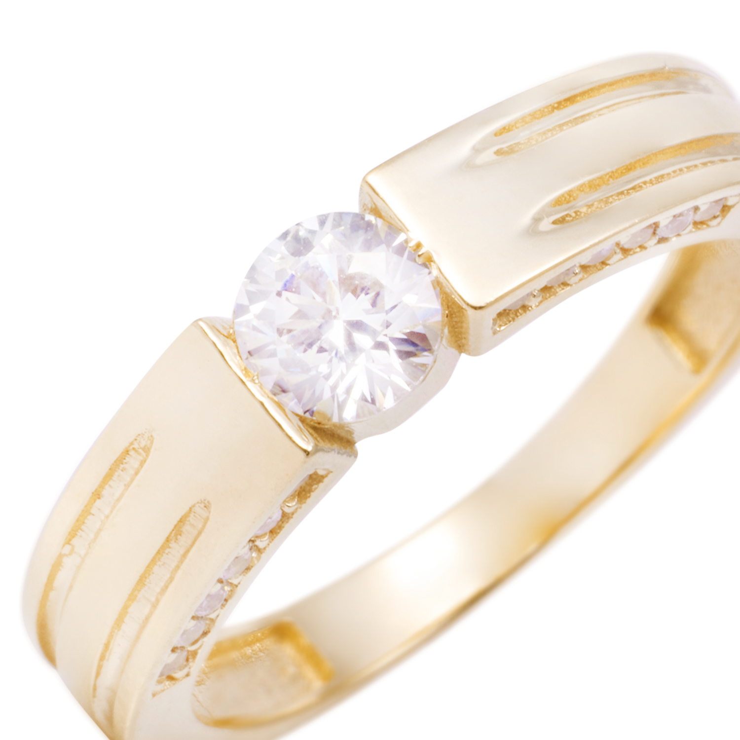 Anillo Compromiso de Oro de 18kt Solitario cuadrado 2