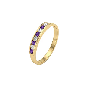 Anillo Oro Miel 18kt Armonía con Amatistas y Circonitas