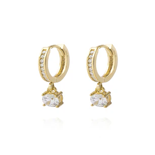 Aros de Oro 18kt Argolla Circon Colg