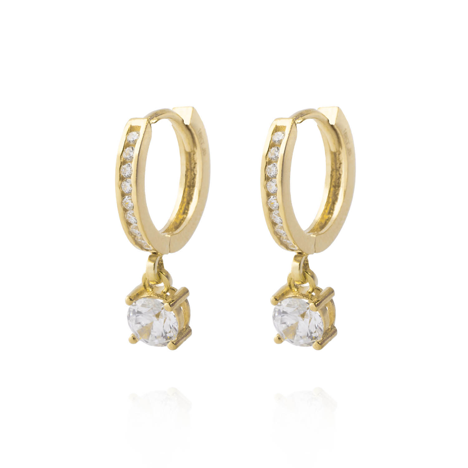 Aros de Oro 18kt Argolla Circon Colg 3