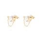 Aros de Plata Esterlina Corazón Circonita mas Cadena Revestido en Oro 18kt - Miniatura 1