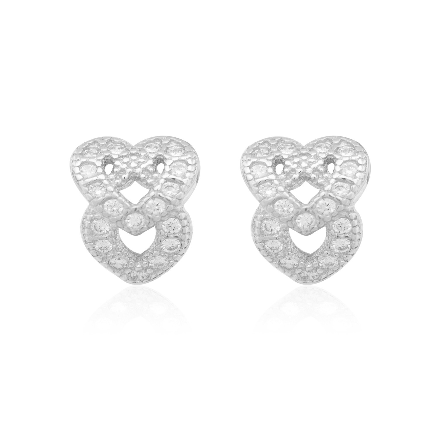 Aros de Plata Esterlina 925 Corazon Doble Circon 1