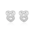 Aros de Plata Esterlina 925 Corazon Doble Circon